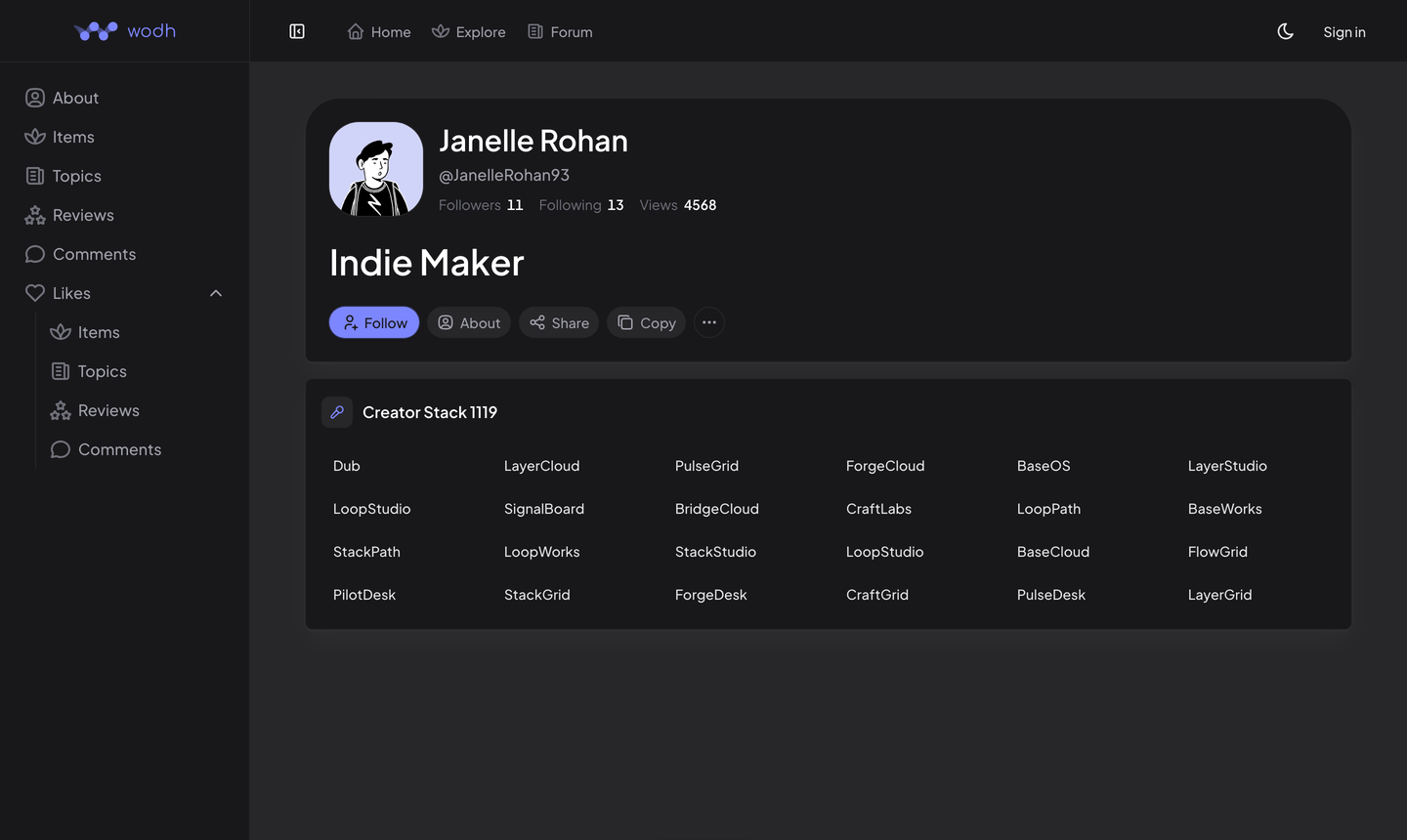 A public profile hub