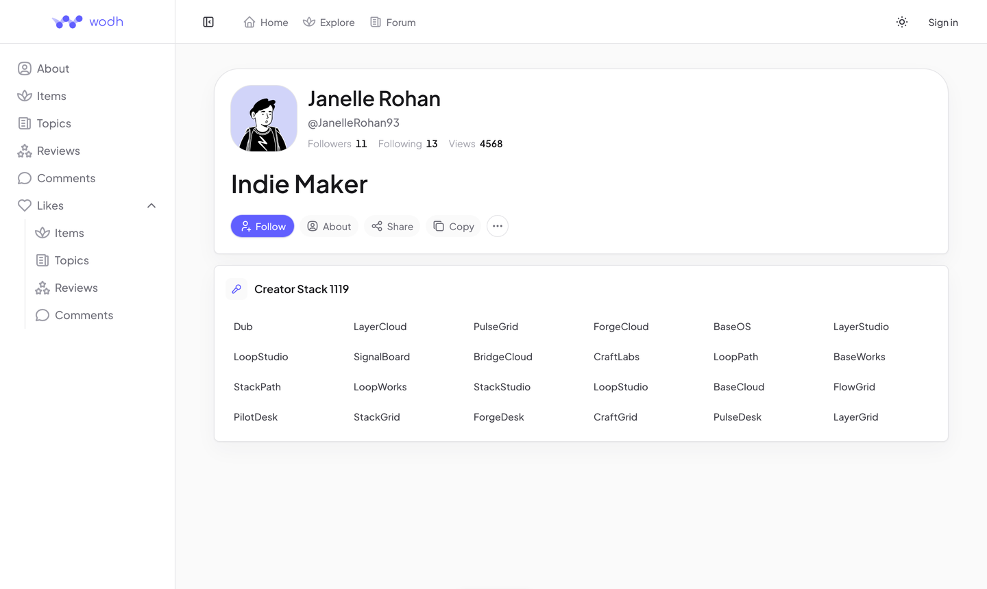 A public profile hub